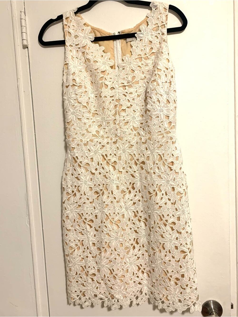 LOFT Sleeveless White Floral Lace Dress